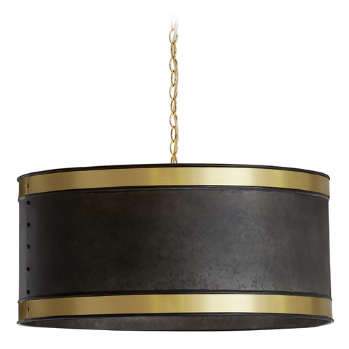 Capital Lighting Barrow 24-Inch Pendant in Galvanized Black & Brass by Capital Lighting 335641GB