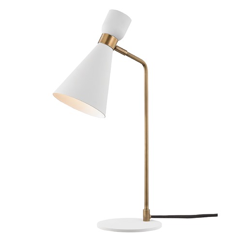 Mitzi by Hudson Valley Mitzi By Hudson Valley Willa Aged Brass / Soft Off White Table Lamp with Conical Shade HL295201-AGB/WH