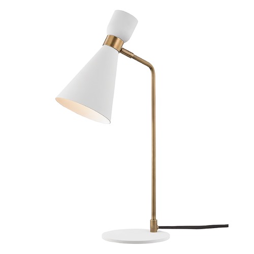 Mitzi by Hudson Valley Willa Aged Brass & Soft Off White Table Lamp  by Mitzi by Hudson Valley HL295201-AGB/WH