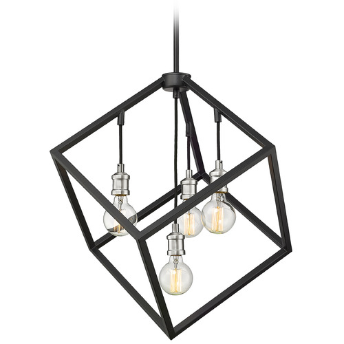 Vertical Matte Black & Brushed Nickel Pendant by Z-Lite