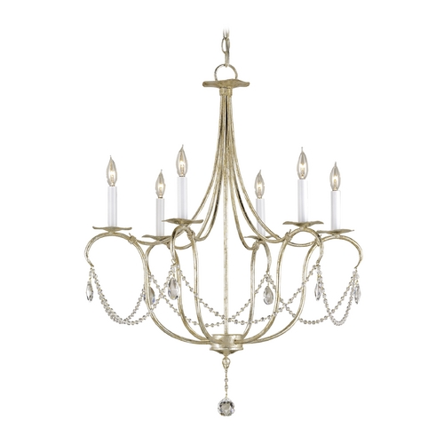 Crystal Lights 27-Inch Chandelier in Silver Leaf by Currey & Company