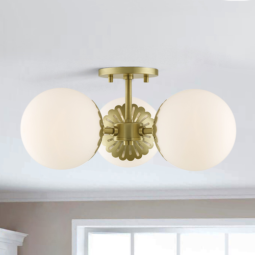 Mitzi by Hudson Valley Paige Aged Brass Semi-Flush Mount by Mitzi by Hudson Valley H193603-AGB