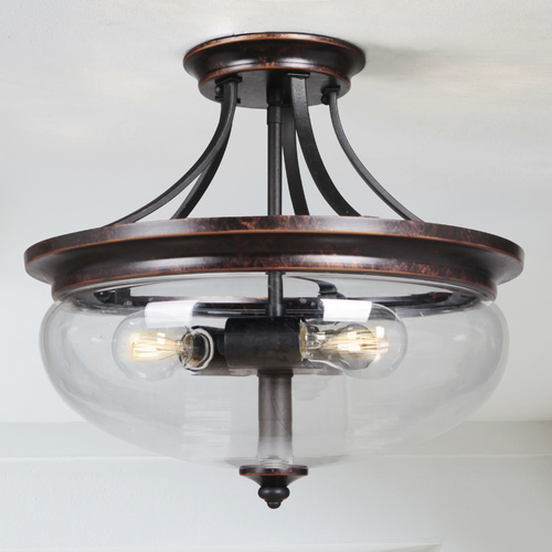 Stafford 15-Inch Aged Bronze & Textured Black Semi-Flush Mount by Craftmade Lighting