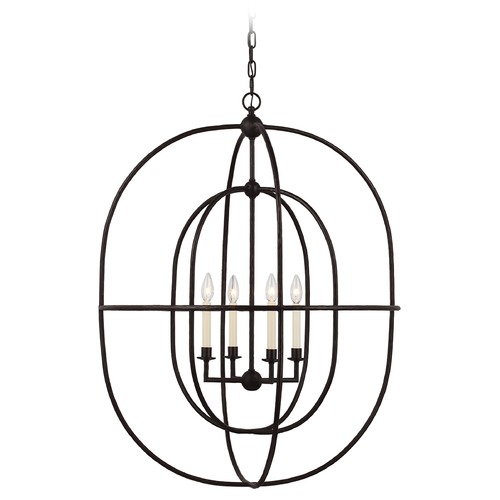 Visual Comfort Signature Collection Chapman & Myers Desmond Oval Lantern in Aged Iron by Visual Comfort Signature CHC2225AI