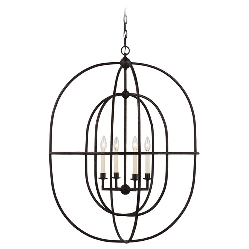 Chapman & Myers Desmond Oval Lantern in Aged Iron by Visual Comfort Signature