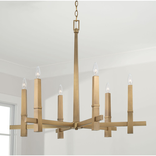 Blake 6-Light Chandelier in Aged Brass by Capital Lighting