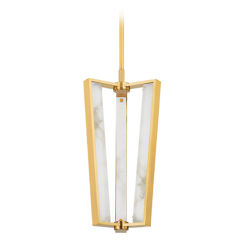 Hudson Valley Lighting Edgemere Aged Brass LED Pendant Light with Rectangle Shade