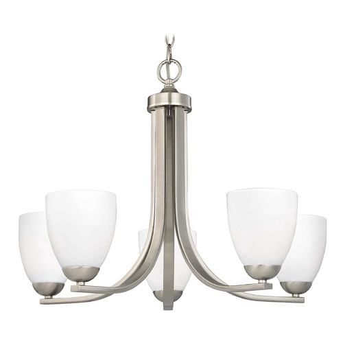 Design Classics Lighting Dalton 5-Light Chandelier in Satin Nickel with Shiny Opal Glass 584-09 GL1024MB