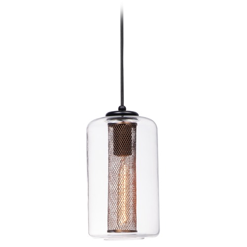 Maxim Lighting Maxim Lighting Firefly Black / Satin Brass Pendant Light with Cylindrical Shade 10088CLBKSBR