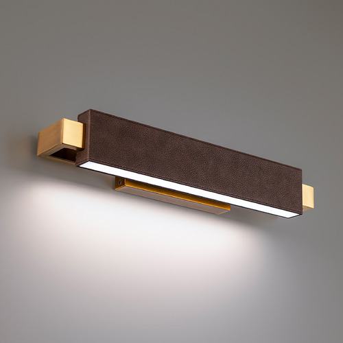 Modern Forms by WAC Lighting Kinsman Warm Brown & Aged Brass LED Vertical Bathroom Light by Modern Forms WS-28119-BW/AB