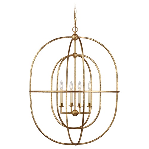 Visual Comfort Signature Collection Chapman & Myers Desmond Oval Lantern in Gild by Visual Comfort Signature CHC2225G