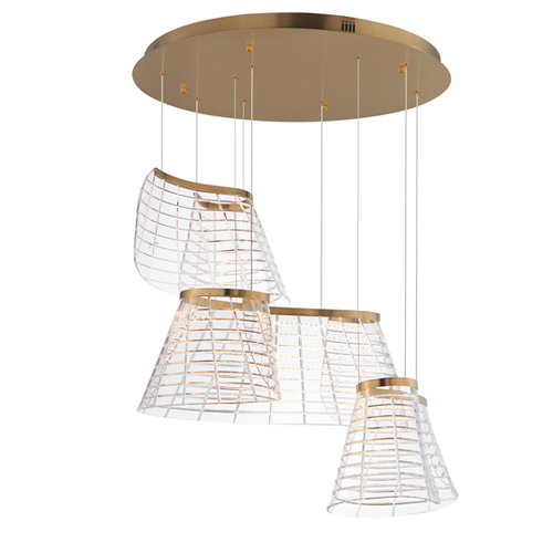 Tartan 3-Light 3CCT LED Pendant in Brushed Champagne by ET2 Lighting