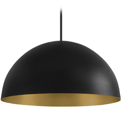 Justice Design Elias 18 Inch 3-Light Dome Pendant Black Gold