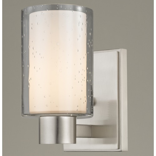 Seeded Frosted Glass Sconce Satin Nickel