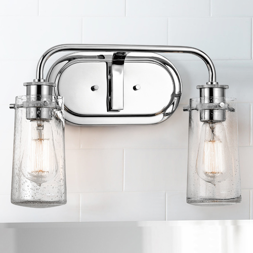Kichler Lighting Braelyn 2-Light Seeded Glass Bathroom Light in Chrome 45458CH