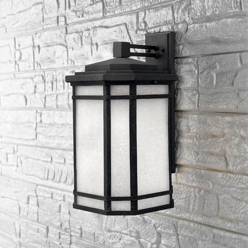 Hinkley Black Outdoor Wall Lantern with White Linen Glass 1275VK
