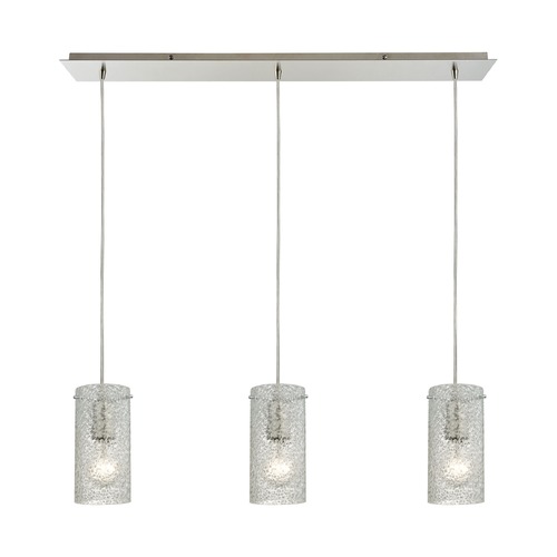 Elk Lighting Elk Lighting Ice Fragments Satin Nickel Multi-Light Pendant with Cylindrical Shade 10242/3LP