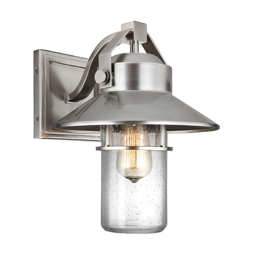 Boynton 12.88-Inch Outdoor Wall Light in Brushed Steel by Visual Comfort Studio