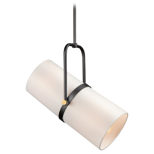 Maxim Lighting Maxim Lighting Oscar Bronze & Antique Brass Pendant Light with Cylindrical Shade 11101OFBZAB