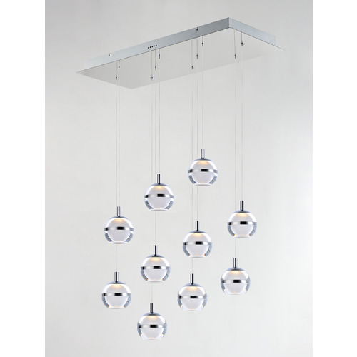 Swank 10-Light LED Linear Pendant in Polished Chrome by ET2 Lighting