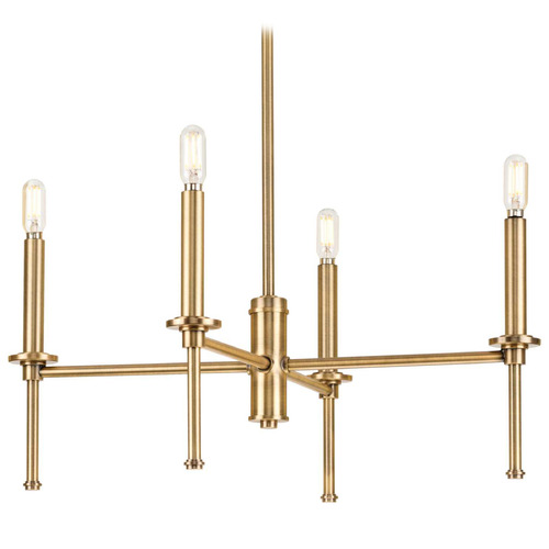 Progress Lighting Elara 4-Light Vintage Brass Chandelier