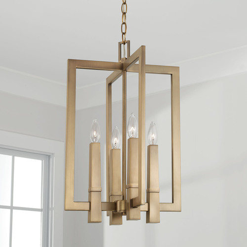 Blake 4-Light Hanging Lantern in Aged Brass by Capital Lighting