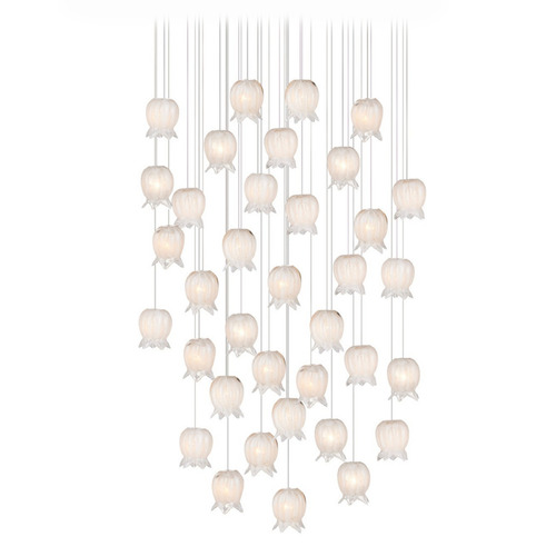 Currey and Company Polpo White / Silver Multi-Light Pendant with Bell Shade