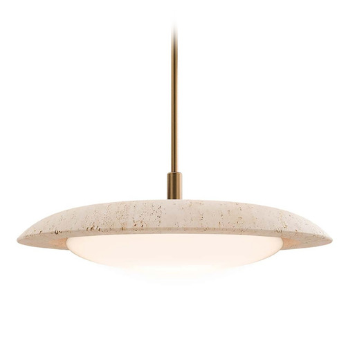 Modern Forms by WAC Lighting Modern Forms Saturno Beige Travertine / Aged Brass LED Pendant Light with Bowl / Dome Shade PD264620-TWA-WV/AB