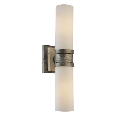 Sconce Wall Light with White Glass in Aged Patina Iron by Minka Lavery
