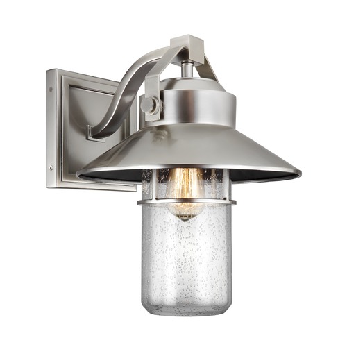 Boynton 15.50-Inch Outdoor Wall Light in Brushed Steel by Visual Comfort Studio