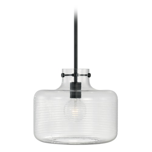Capital Lighting Brighton Clear Ribbed Glass Pendant in Matte Black by Capital Lighting 342511MB