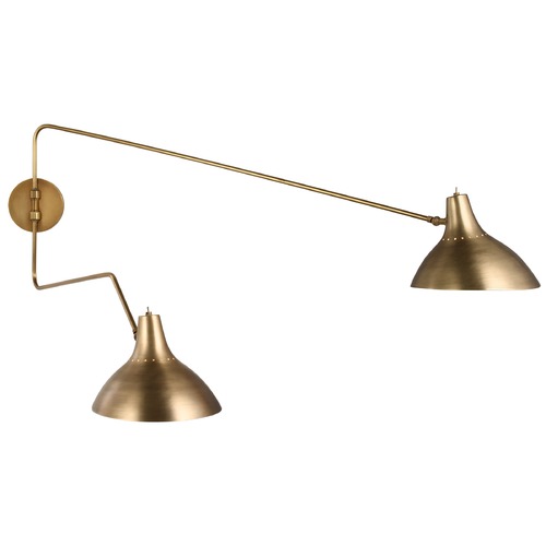 Visual Comfort Signature Collection Aerin Charlton Large Double Convertible Wall Sconce in Brass by Visual Comfort Signature ARN2072HAB