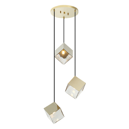 Matteo Lighting Matteo Lighting Cube Champagne Gold Multi-Light Pendant C30503CG