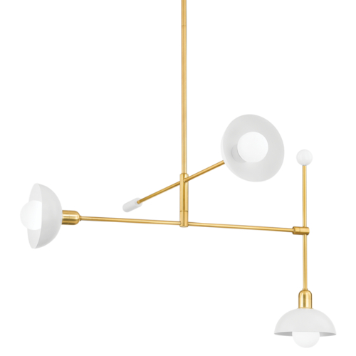 Mitzi by Hudson Valley Billie Chandelier in Aged Brass & Soft White by Mitzi by Hudson Valley H878803-AGB/SWH