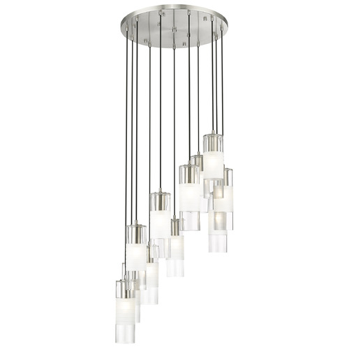 Z-Lite Z-Lite Alton Brushed Nickel Multi-Light Pendant with Cylindrical Shade 824P-11R-BN