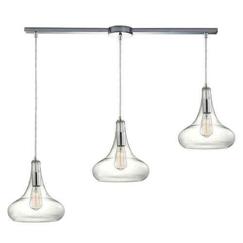 Elk Lighting Elk Lighting Orbital Polished Chrome Multi-Light Pendant with Bowl / Dome Shade 10422/3L