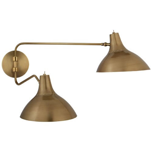 Visual Comfort Signature Collection Aerin Charlton Medium Double Convertible Wall Sconce in Brass by Visual Comfort Signature ARN2071HAB