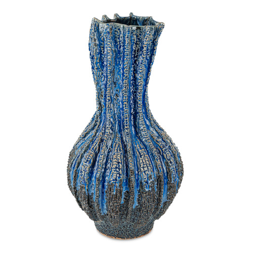 Currey and Company Folios Reactive Dark Blue Vase