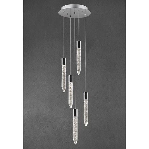 Design Classics Icicle Chrome LED Crystal Multi-Light Pendant