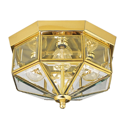 11.13-Inch Outdoor Flush Mount in Polished Brass by Progress Lighting