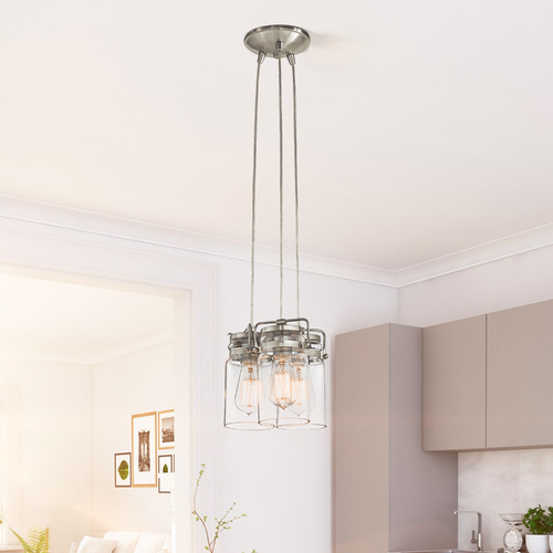 Brinley 3-Light Brushed Nickel Cluster Pendant by Kichler Lighting