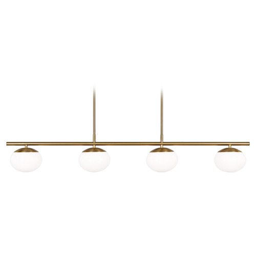 Visual Comfort Studio Collection Lune Burnished Brass LED Island Light with Oval Shade