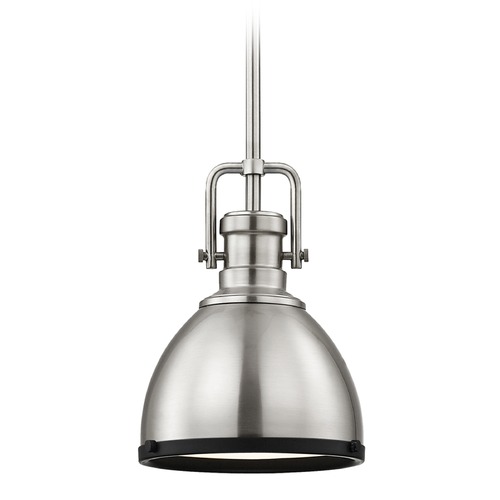 Design Classics Lighting Industrial Metal Mini-Pendant Satin Nickel and Black 7.38-Inch Wide 1763-09 SH1775-09 R1775-07