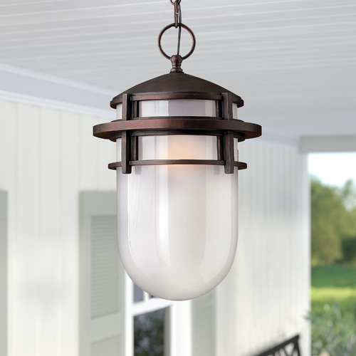 Hinkley Modern Outdoor Hanging Light with White Glass in Victorian Bronze by Hinkley Lighting 1952VZ