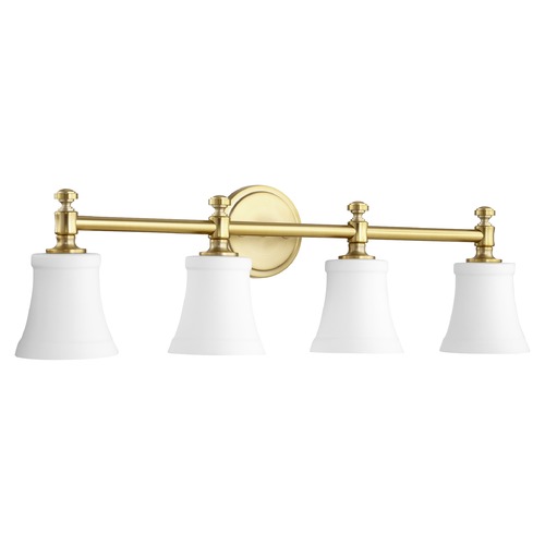 Rossington 30-Inch Aged Brass Bathroom Light by Quorum Lighting