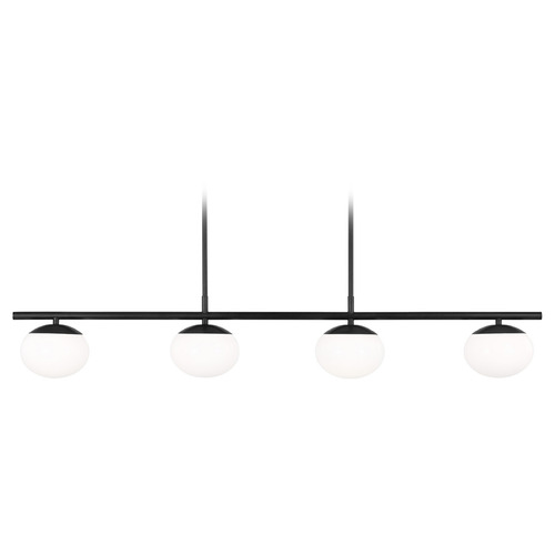 Visual Comfort Studio Collection Lune Aged Iron LED Island Light with Oval Shade