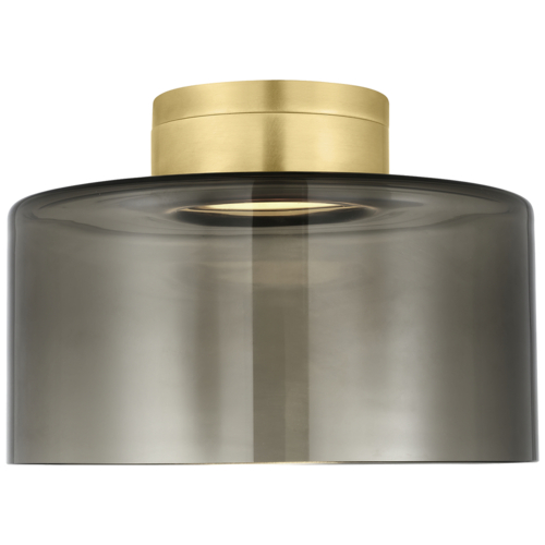 Visual Comfort Modern Collection Manette Large Flush Mount in Aged Brass & Smoke by VC Modern 700FMMANLTKNB-LED