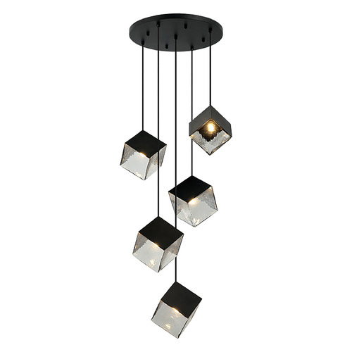 Matteo Lighting Matteo Lighting Cube Matte Black Multi-Light Pendant C30505MB