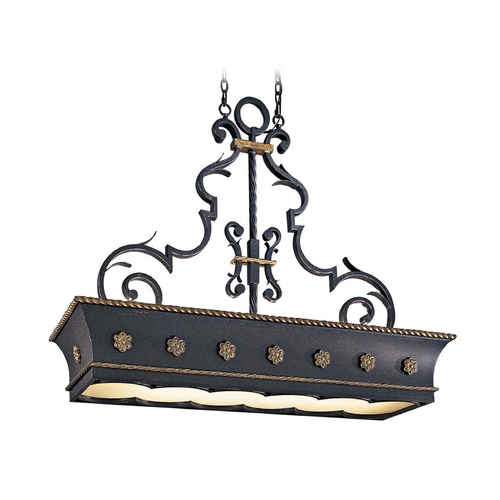 Metropolitan Lighting Island Pendant Light in French Black with Gold Leaf Finish N6107-20