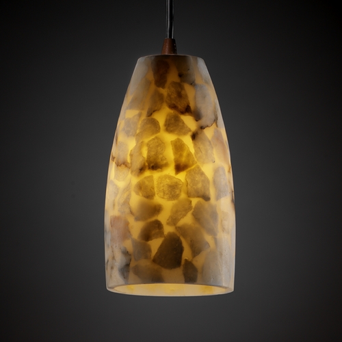 Justice Design Group Justice Design Group Alabaster Rocks! Collection Mini-Pendant Light ALR-8816-28-DBRZ